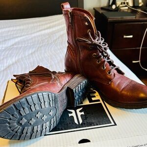 Frye Women's Red Leather Ankle Boots